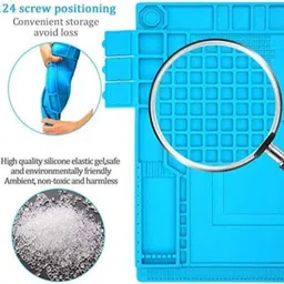 breewell Heat Resistant Soldering Mat Insulation Silicone Pad Maintenance Platform Magnetic Adsorption Point | Blue 25 W Simple image 3