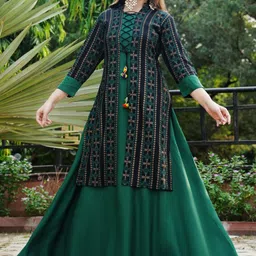 dss fashion Women Viscose Rayon Kurta Ethnic Jacket Set image 2