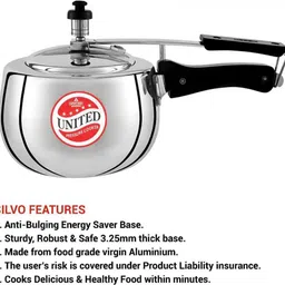 united Silvo Aluminium Inner Lid 3 L Pressure Cooker image 2