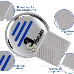 sarbeau Lice Comb, Stainless Steel with micro grooving teeth Washable_C_040 image 5