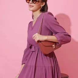 sheetal associates Women Fit and Flare Purple Maxi/Full Length Dress image 5
