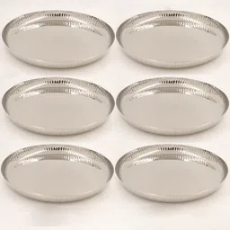 spilbox Stainless Steel Tiffin Plate|Serving Plate|Food Grade-Hammered RoundRibbed Plate Dinner Plate-picture-22
