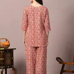 zivsy Women Top & Pyjama Set Red Printed image 3