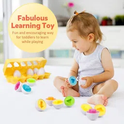 bestie toys Matching Eggs 12 pcs Set Color & Shape Recoginition Sorter Puzzle image 4