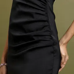 tokyo talkies Women A-line Black Above Knee/Mid Thigh Length Dress image 5