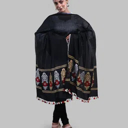 tantotanti Cotton Blend Woven Black Women Dupatta-picture-20
