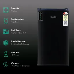 Croma 84 Litres 2 Star Direct Cool Single Door Refrigerator with Reversible Door ( Black) image 2