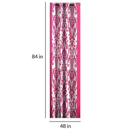 Pink Traditional Polyester 7 Ft Semisheer Eyelet Door Curtains (Set of 2) by Cortina image 4