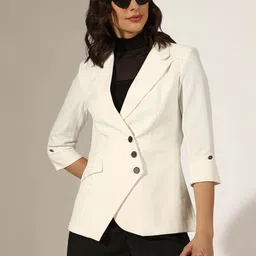 showoffff Women Solid Single Breasted Formal Blazer-picture-16