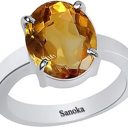 sanoka Certified Sunehla 3 cts or 3.25 ratti 4 Prongs / Citrine Ring Sterling Silver Citrine Sterling Silver Plated Ring-picture-19