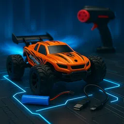 bizdom PowerStrike Monster Truck 24 cm, Rechargeable RC Car with Vacuum Tyres-picture-37