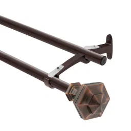 Brown Hexagon Iron Expandable 1 Curtain Rod with Accessories ( 36 to 66 Inches) by Deco Window-image-92