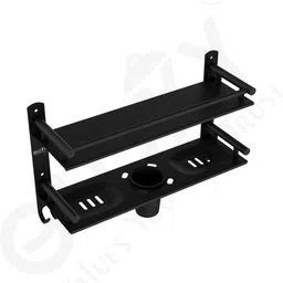 gloxy by gloxy 2 Layer Multipurpose Shelf with Double Soap Dish & Toothbrush/toothpaste holder BLACK Towel Holder image 5