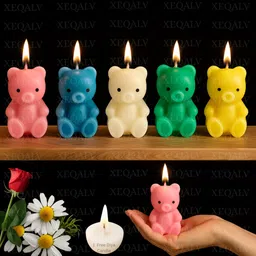 xeqalv Teddy Bear Panda Scented Soy Wax Candles For Decoration Light Birthday, Diwali Candle-picture-14