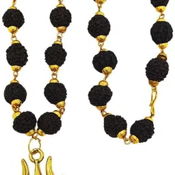 fine creation shiv Big trishul rudraksha mala with Mahakal Necklace Special price Beads Gold-plated Plated Brass, Wood Necklace-picture-16