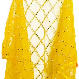 abhikart Net Embroidered Yellow Women Dupatta-picture-25