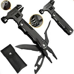 calldrishe 16 in 1 Hammer with Pliers Screwdrivers Bottle Opener for Indoor Outdoor Multifunctional Gadget Camping Hammer Wrench Multi Tools Hammer for Survival Speciality Hammer-picture-33