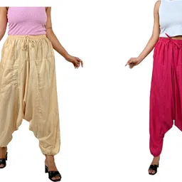 fusfus Solid Rayon Women Harem Pants-picture-21