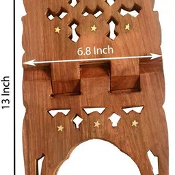 viapradhan Wooden Book Stand | Brown Rehal Handmade | Carved Wooden Folding Book Holder Wooden Brown Rehal image 4