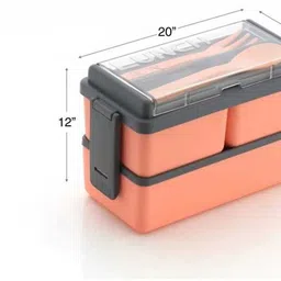 plizzo kitchenware 3 Compartment Office,School And Collage Lunch Box With Spoon And Fork 6 Containers Lunch Box image 5