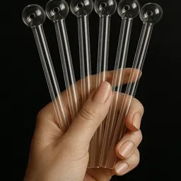 agnix Glass Oil Burner Pipe 6 inch Transparent Borosilicate Glass Inside Fitting Hookah Mouth Tip-picture-40