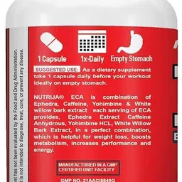 nutrija ECA - Ephedra, Caffeine & Yohimbine Stack - Servings (30 Capsules) image 3