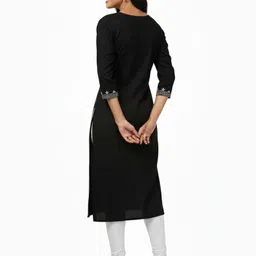 uncommon market Women Embroidered Wool Straight Kurta image 2