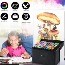 pvnd 120 Pcs Art Markers Sketch Pen Dual Tip With Carry Bag DUAL TIP Nib Sketch Pens image 3