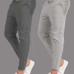 j s fashion Men Solid Grey Track Pants image 1