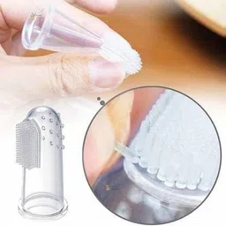 parhat Transparent Silicone Finger Brush Tongue Cleaner for Baby Teething/Gums with Attractive Case- Ultra Soft Toothbrush Extra Soft Toothbrush image 3