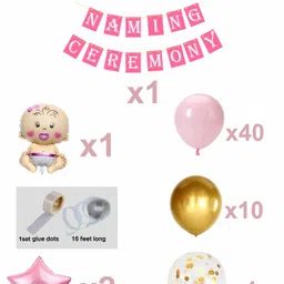 rp bazaar Naming Ceremony Pink Decoration Set Baby Girl Home Decoration Banner Balloons image 2