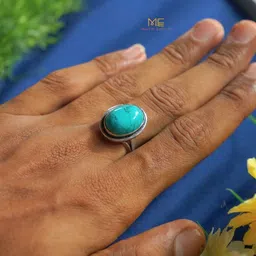 maitri export Natural Gemstone Crystal Stone Turquoise Oval Ring For Men And Wome Stone Crystal Ring image 2