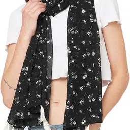 sahil fashion Floral Print Georgette Women Multicolor Fancy Scarf image 2