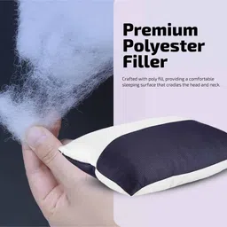 casacraft from pepperfry Luna Height Adjustable Microfibre Sleeping Pillow 27 x 16 Inch In Navy Blue & White Colour image 3