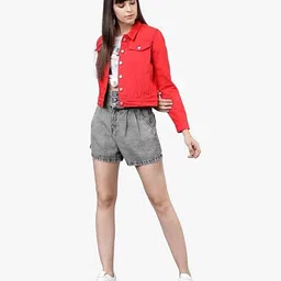 myracollections Women Solid Denim Jacket image 5