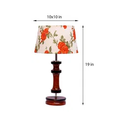 Brescia Orange & White Fabric Shade Night Lamp With Wood Base By BrightDaisy image 3