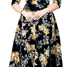 khushi print Women Fit and Flare Multicolor Maxi/Full Length Dress-picture-21