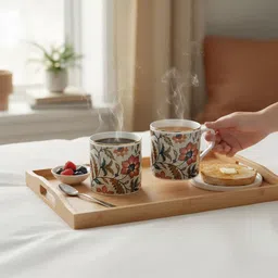 homekindle Pack of 6 Ceramic Handcrafted Ceramic Mugs with Floral Design image 5