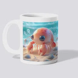 makekart Beach & Ocean Theme Desk | Bright Blue Water & Cute Crustacean Graphic Ceramic Coffee Mug-picture-20