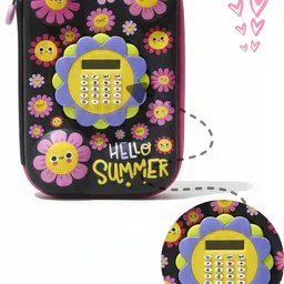 kridaya 3D Flower pencil box with calculator For Boys and Girls with stationery organizer Art EVA Pencil Box-picture-47