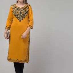vizcon hub Women Solid Viscose Rayon Straight Kurta image 3