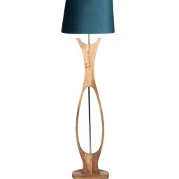 sapphire Diseno Grey Fabric Shade Club Floor Lamp With Wood Base image 3