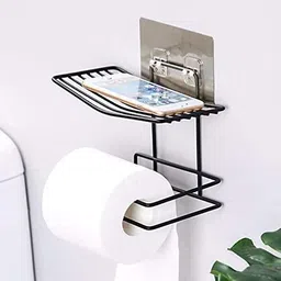 Toilet Paper Adhesive Holder Tissue Towel Roll Storage Rack Mobile Phone Holder Iron Toilet Paper Holder-image-63