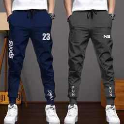 nb nicky boy Pack of 2 Men Printed Blue, Grey Track Pants-picture-37