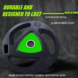 ymd 15 kg Metal Integrated Premium Rubber Plates (2.5KGx6Pc) 5FT Curl 7FT STRT 28MM Rod Home Gym Combo image 3