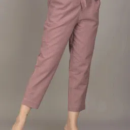 iqraar Women Regular Fit Purple Cotton Blend Trousers-picture-22