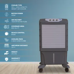 Blue Star Mega 120 Litres Desert Air Cooler with Thermal Overload Protection (Inverter Compatible, Grey) image 3
