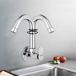 prestige Brass Sink Cock Opal Handle with Swivel Spout,with Flange and Aerator Foam Flow-Set of 1 Bib Tap Faucet image 4