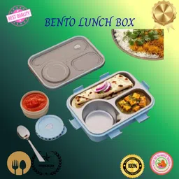 moira international Lunch Box for Kids Compartment Insulated Stainless Steel Tiffin Box for KID_L74 3 Containers Lunch Box image 1