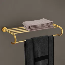 plantex 304 Grade Stainless Steel Daizy Towel Rack/Stand for Bathroom-Pack of 1(APS-957) PVD Gold Towel Holder image 1